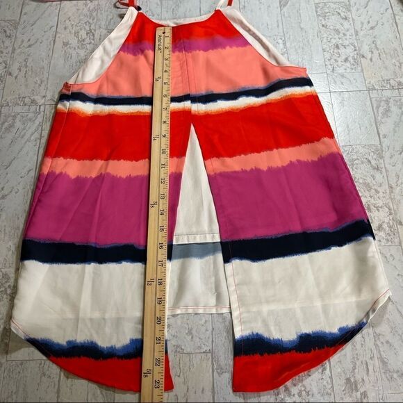 Valette Stripe Tye Dye Split Back Spaghetti Strap Top Tank - Picture 9 of 13